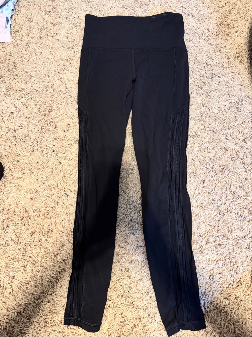 Athleta Black High-Waist Leggings with Side Stitch Detailing